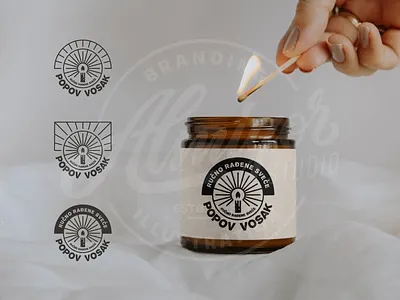 Popov Vosak label badge branding burm candel design font graphic design icon icon set illustration letter light logo packing typo vector wax