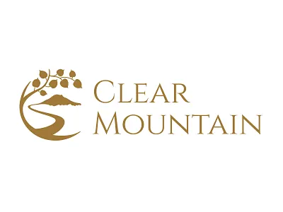 Clear Mountain Monastery Logo buddhism elegant gold graphic design illustration logo logomark monastery mountain path road zen