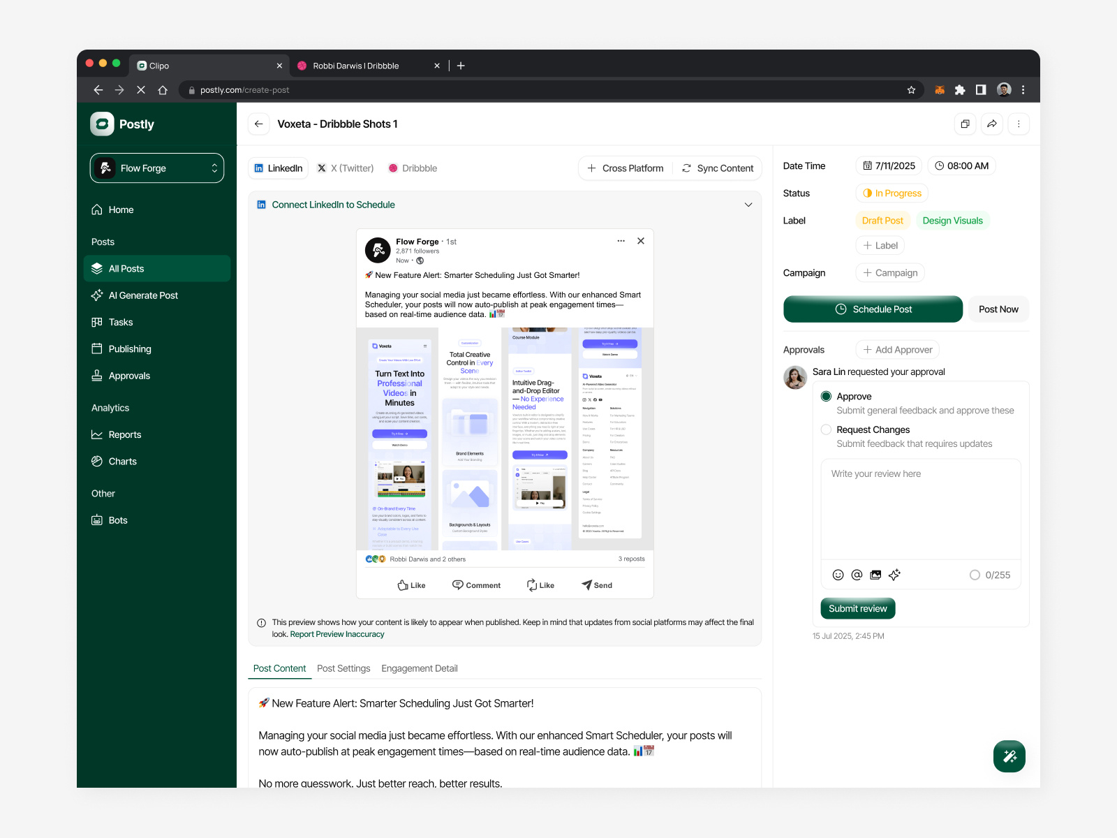Example of Ai For Social Media Management Web App