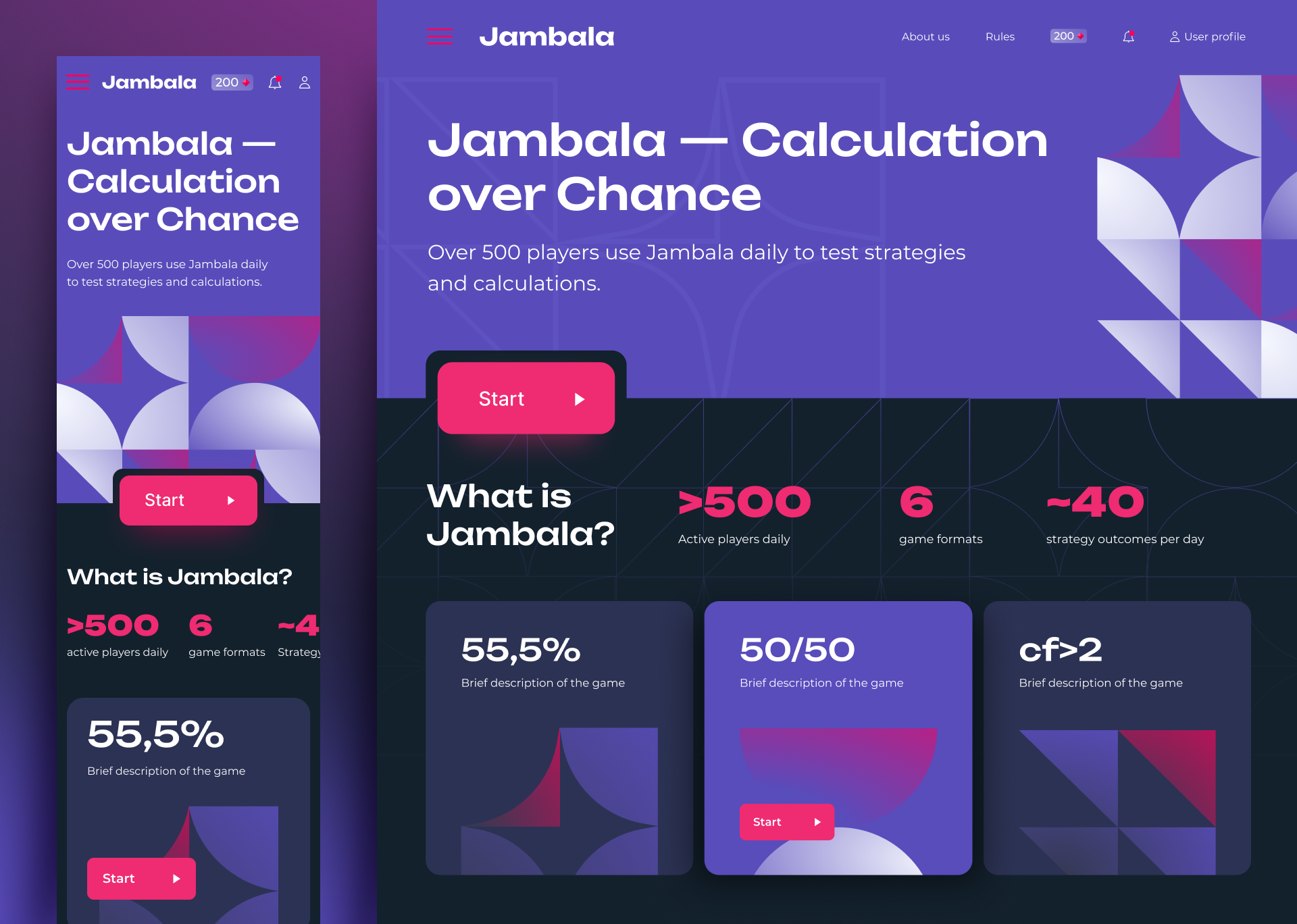 A Math-Driven Gaming Platform design desktop ui web