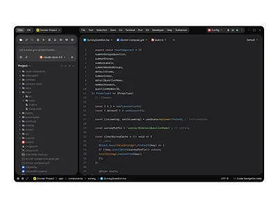 IDE - AI developer environment ai chat code coding editor ide minimal modern product product design programming