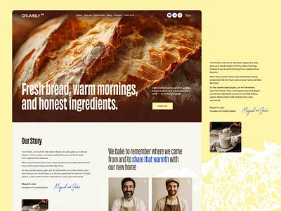 Crumbly Bakery / Artisanal Bread Landing Page | Bocharov bakery branding editorial food website hero section landing page logo minimal storytelling typography ui ui design web design