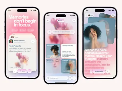 Luma — Emotional Journal App Concept aesthetic appdesign audioapp blur clean concept glassmorphism interaction interface interfacedesign journaling mindfulness minimal mobileapp modern productdesign ui uidesign ux uxdesign