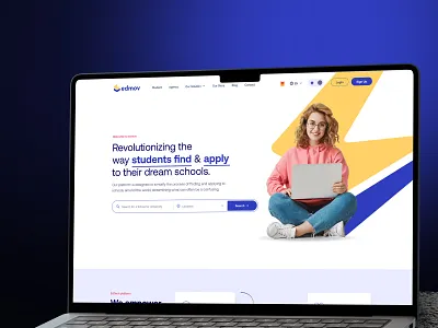 Edmov – Find & Apply School Website UI/UX Design academic courses digital education e learning education education website header headerdesign hero section learning learning website seative study study website top design agency tutoringol ui ux website design