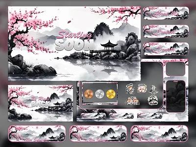 Pink Minimalist Animated Stream Overlay Pack | Twitch Overlay animated stream pack asian pack gaming overlay japon overlay just chatting overlay kick overlay live stream design obs overlay overlay sakura overlays sakura twitch overlay starting soon screen stream package stream panels stream screens streamlabs overlay twitch alerts twitch overlays twitch stream pack youtube overlay