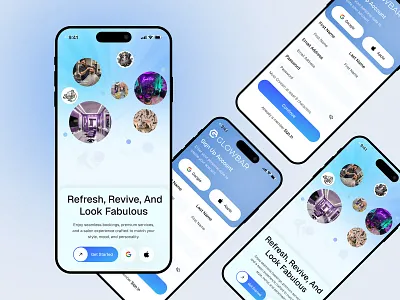Barber & Salon Mobile App Design ai mobile app design barber barber shop barbershop beauty salon design get started hair salon haircut input field ios mobile onboarding salon app sign in signup splash screen ui ui design