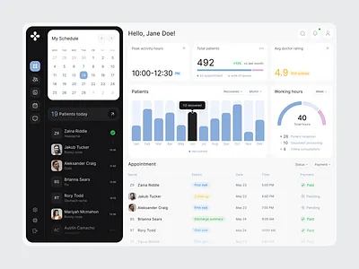 Healthcare Hospital Management Web Design admin panel clean interface custom software dashboard ui data management enterprise software healthtech hospital management system medical dashboard medical ui patient portal responsive web design ui ux web dashboard web design