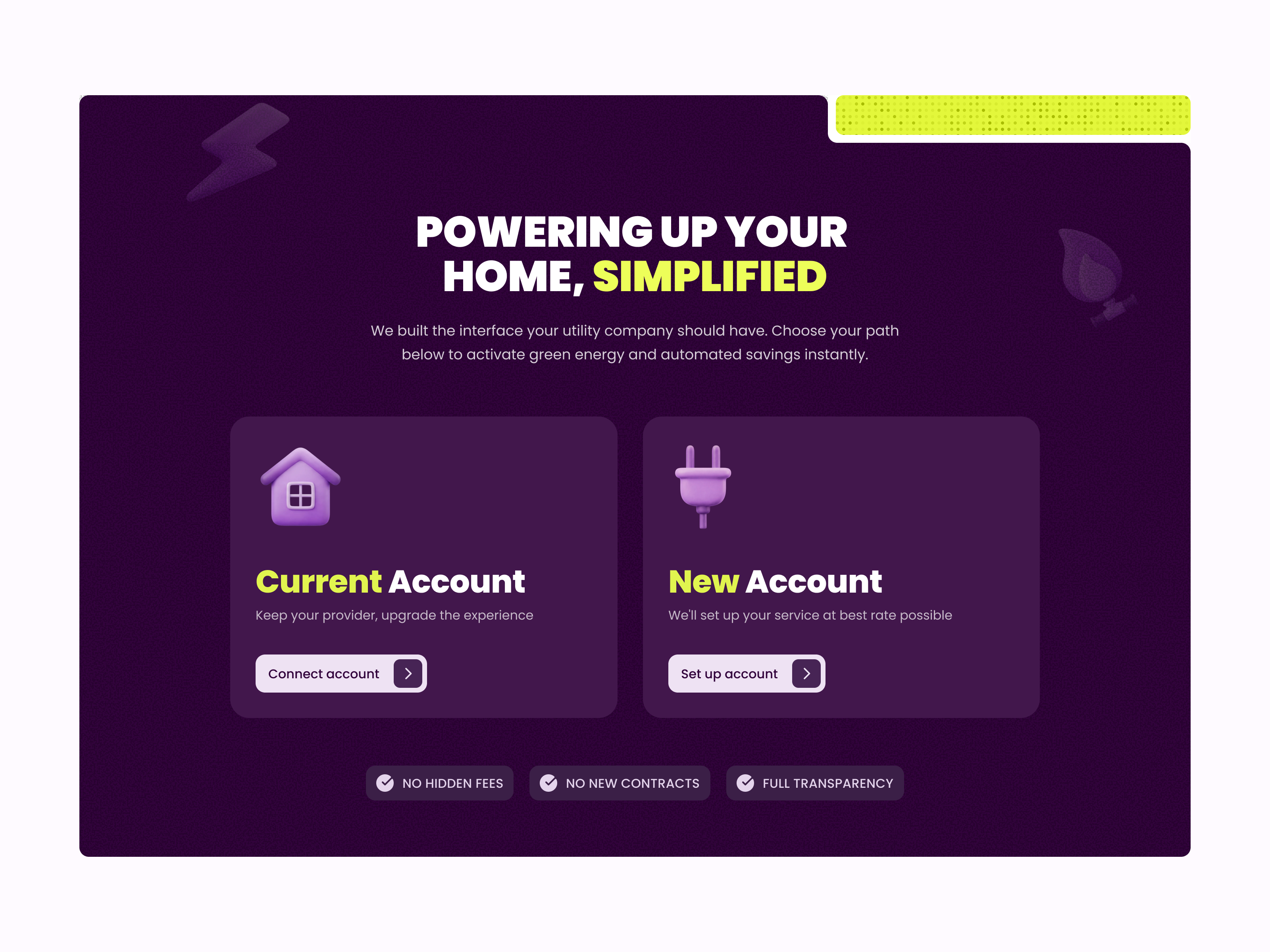 Utilities simplified account setup clay clay icons claymorphism connect connect utility current account hero section house household integration management morphism new account onboarding setup softmorphism utilities utility utility management