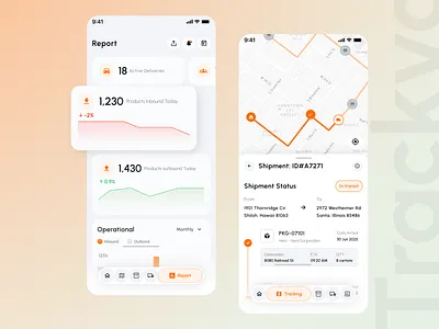 Trackvo - SAAS Warehouse Management UI Kit agency app clean dashboard design e commerce expedition marketplace minimal mobile report saas statistics template track tracker tracking ui ui kit ux