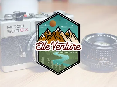 Elle Venture Logo Design brand brand guidelines brand identity branding design graphic design icon illustration logo logotype mountain outdoor photographer photography rustic sky stars vector vintage