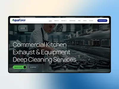 AquaForce. Corporate website cleaning services composition corporate website design typography ui web website