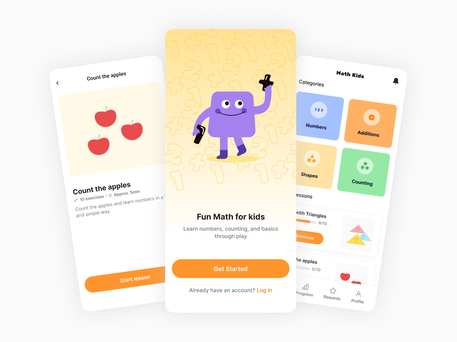 Kids’ Math Learning App – Mobile UI