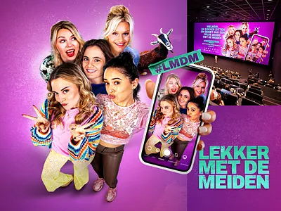 Lekker met de meiden - Movie Promotional Designs anna van keimpema asma el mouden bachelor party bioscoop cinema comedy dutch movie komedie lekker met de meiden lelystad lisa loeb maurits spijkerman movie nederlandse komedie pathe prime video roos dickmann roxanne kwant stefanie van leersum