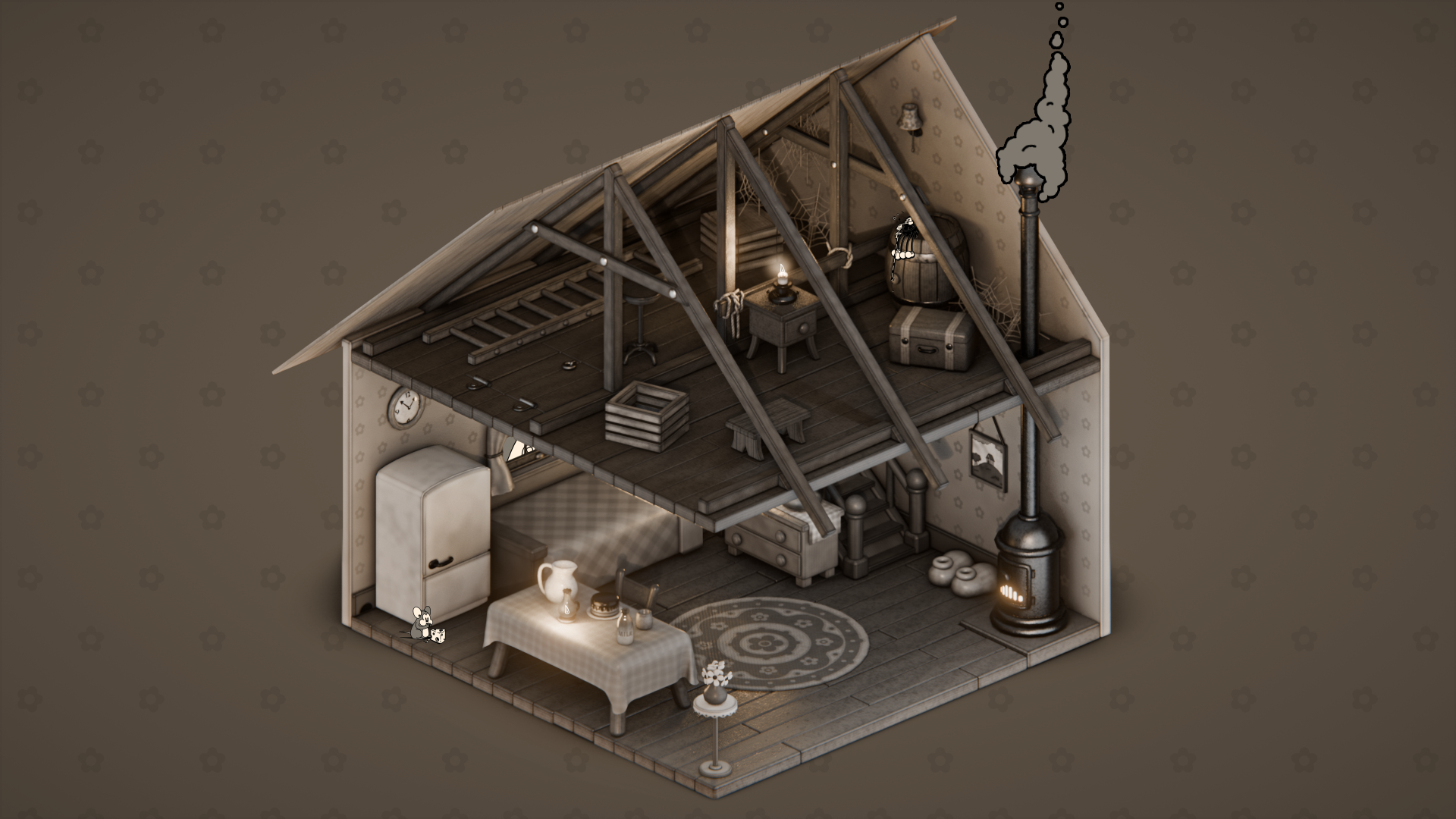 1930s Cartoon Room (Animation) 1920s 1930s 3d animation blender cartoon eevee isometric room rubberhose stylized