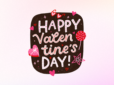 Valentine's Day Lettering branding flat design graphic design heart illustration lettering love v day valentines vector art