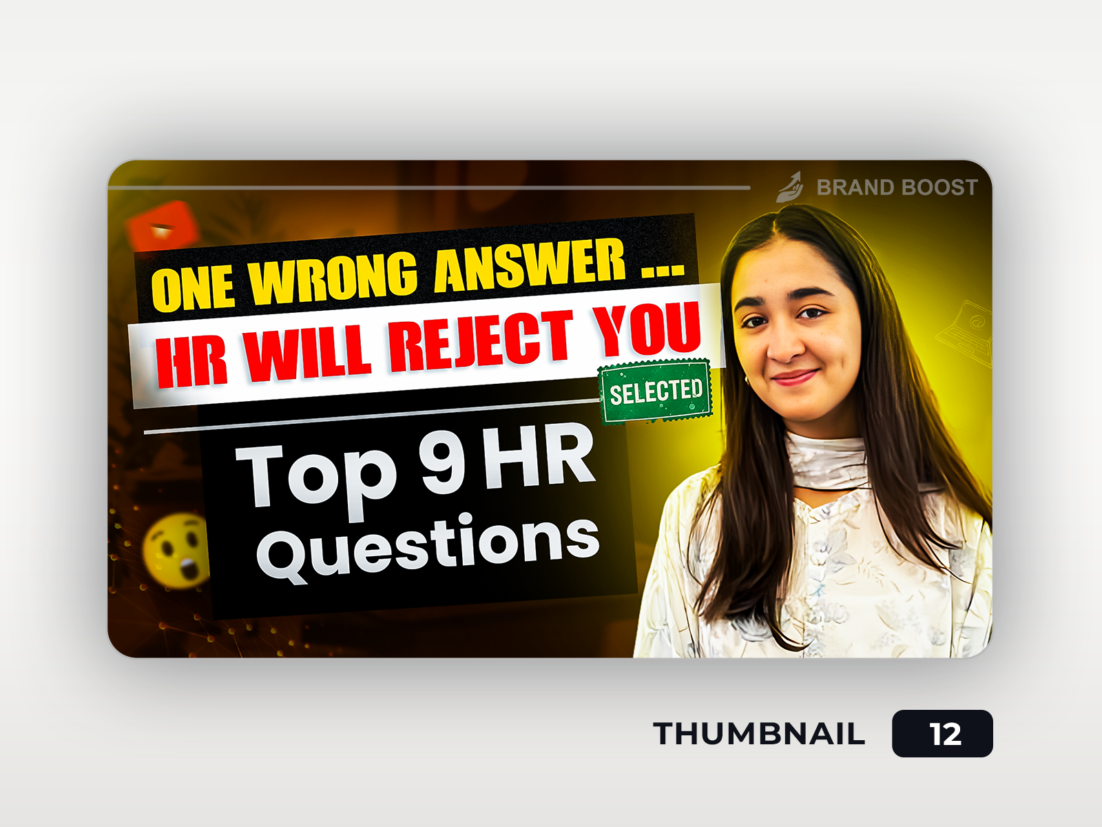 HR Interview Questions - YouTube Thumbnail Design with Tension graphic design