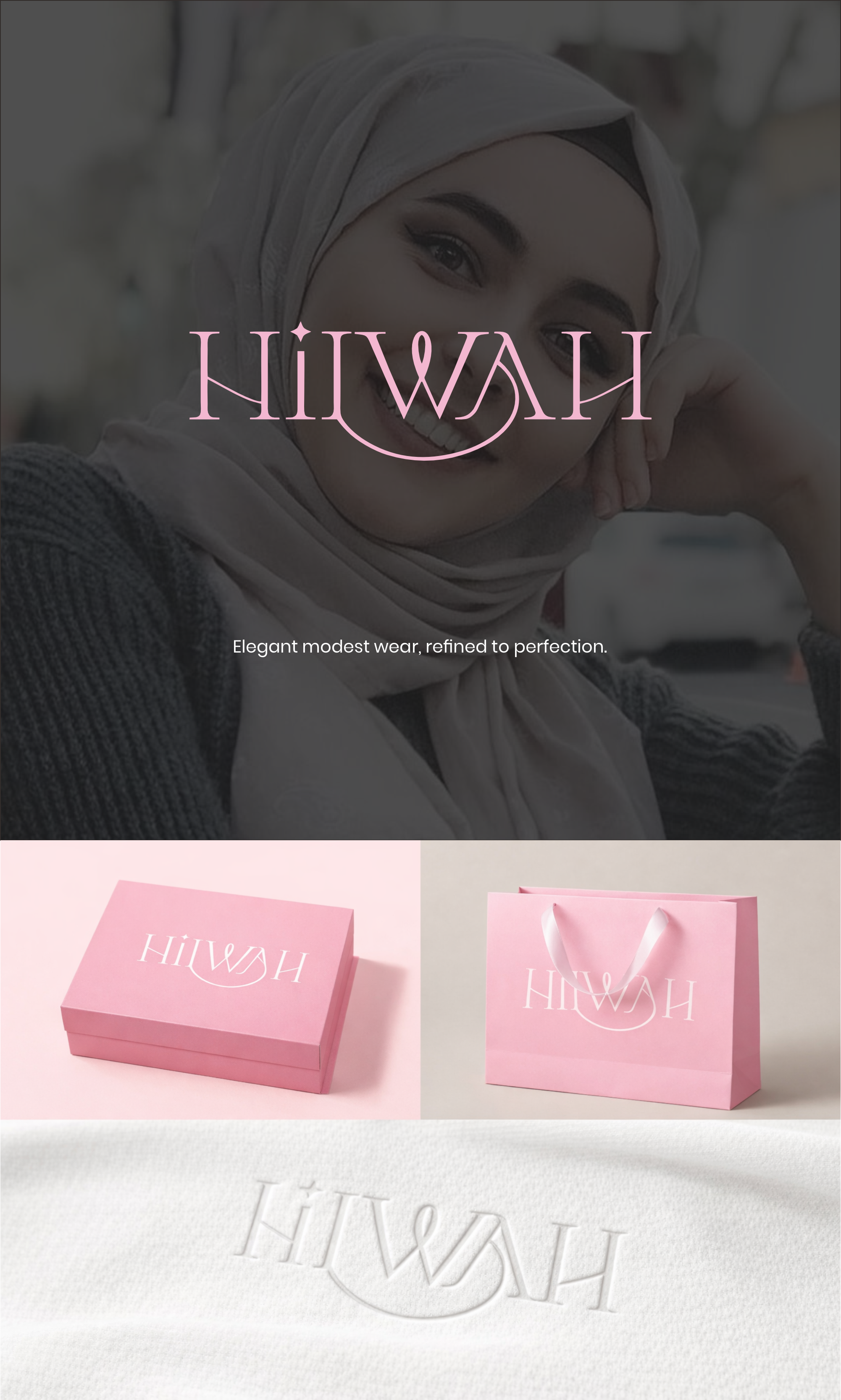 Hilwah — Premium Modest Wear Identity fashion hijab kerudung logo cantik logo hijab logo premium moeslim muslim wordmark