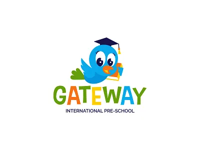 Gateway - Logo Design bird colorfull fun graduate kids school smart