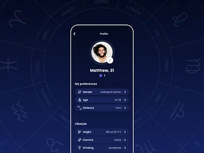 Astromeet - Dating app app astrology dating dating app design mobile product design signs ui ux