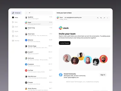 Mail - Made with SnowUI ui design