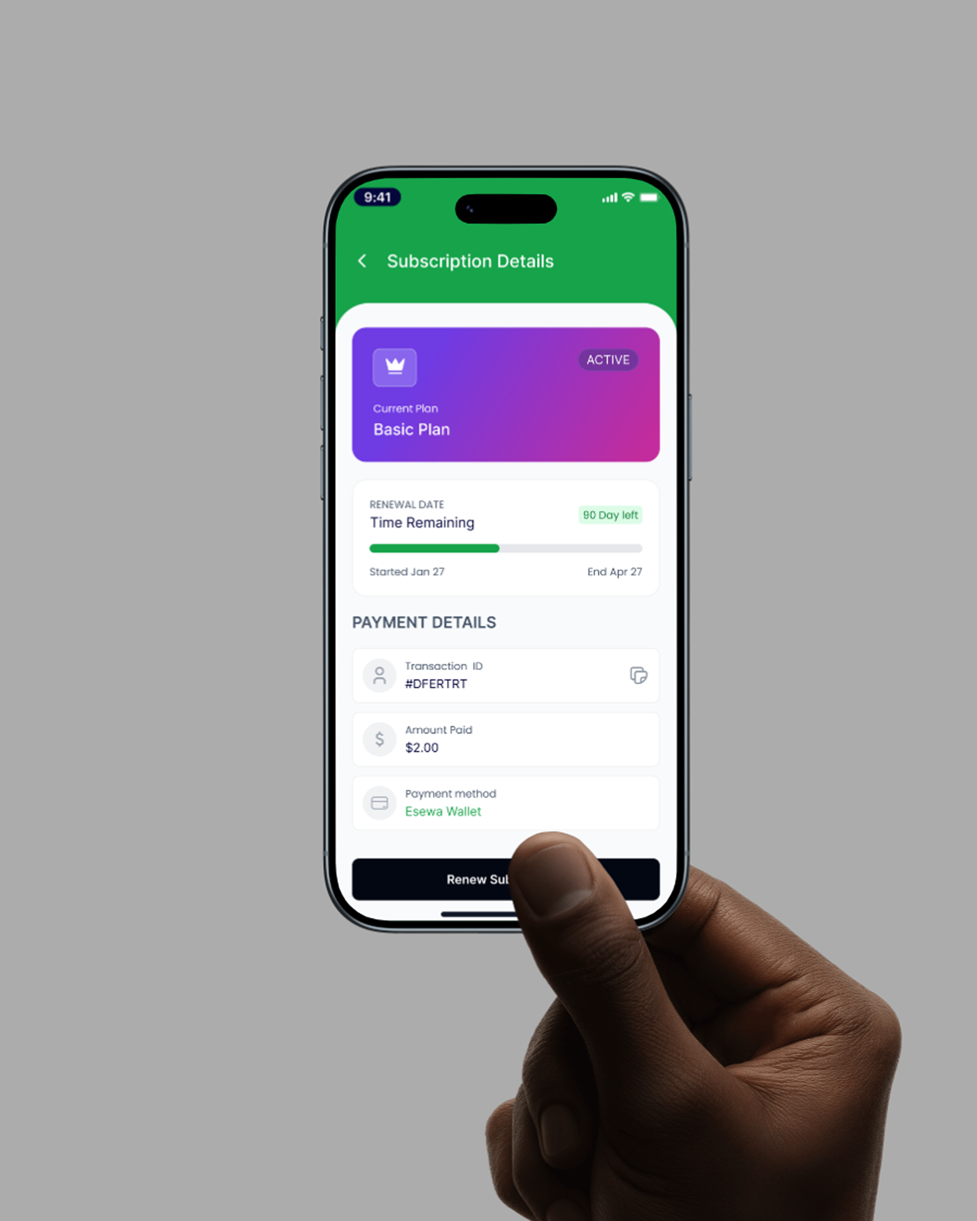 Subscription Details Screen UI appui cleanui figma mobileappdesign productdesign uidesign uiux userexperience uxdesign