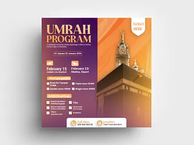 Umrah pilgrimage travel poster template hajj islamic hajj poster template social media social media poster umrah umrah poster umrah poster template