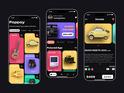 Poppay Vintage - Oldest Stuff Commerce commerce dark mode mobile oldest retro toy ui vintage