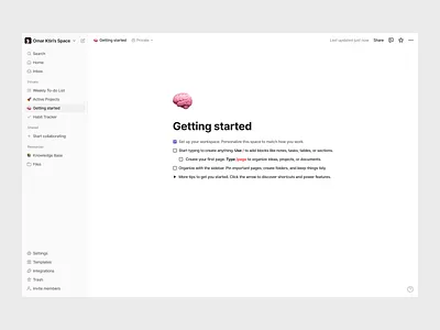Getting started dashboard figma notion product design saas software design ui design user experience user interface ux design web app web design