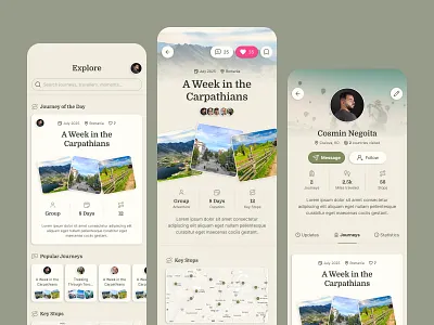 Orbit Travel Mobile App adventure app dashboard feed journey lifestyle mobile photo sharing social timeline travel trendy