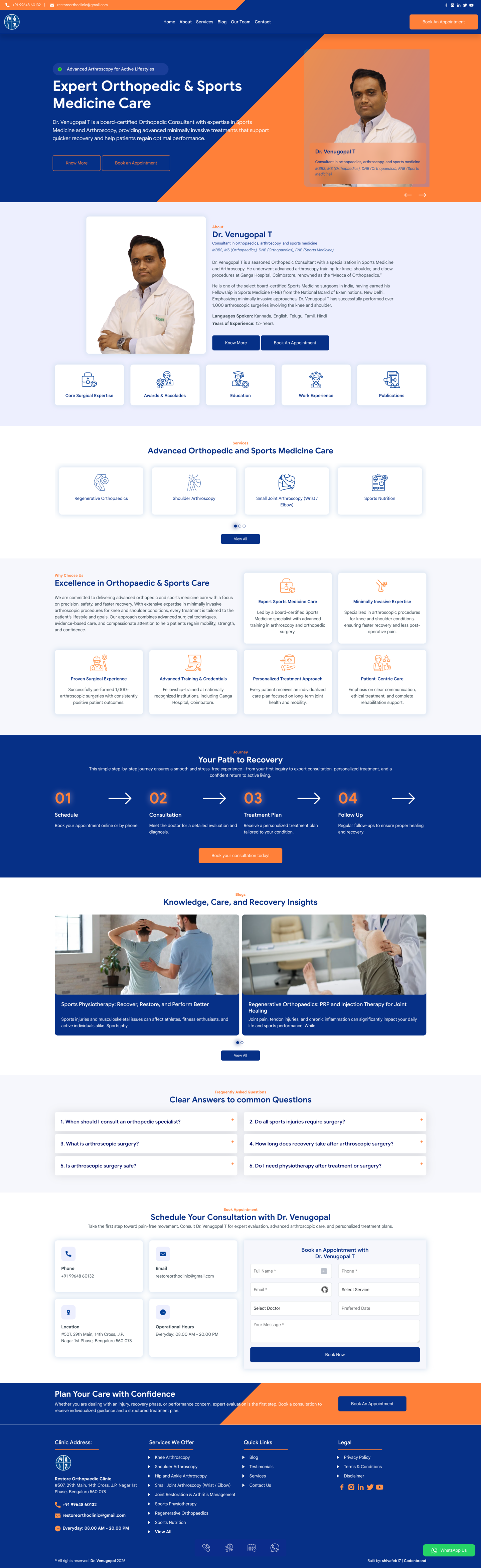 Dr. Venugopal T - Sports Surgeon branding custom php template design drupal custom theme graphic design illustration logo php custom template ui wordpress custom theme