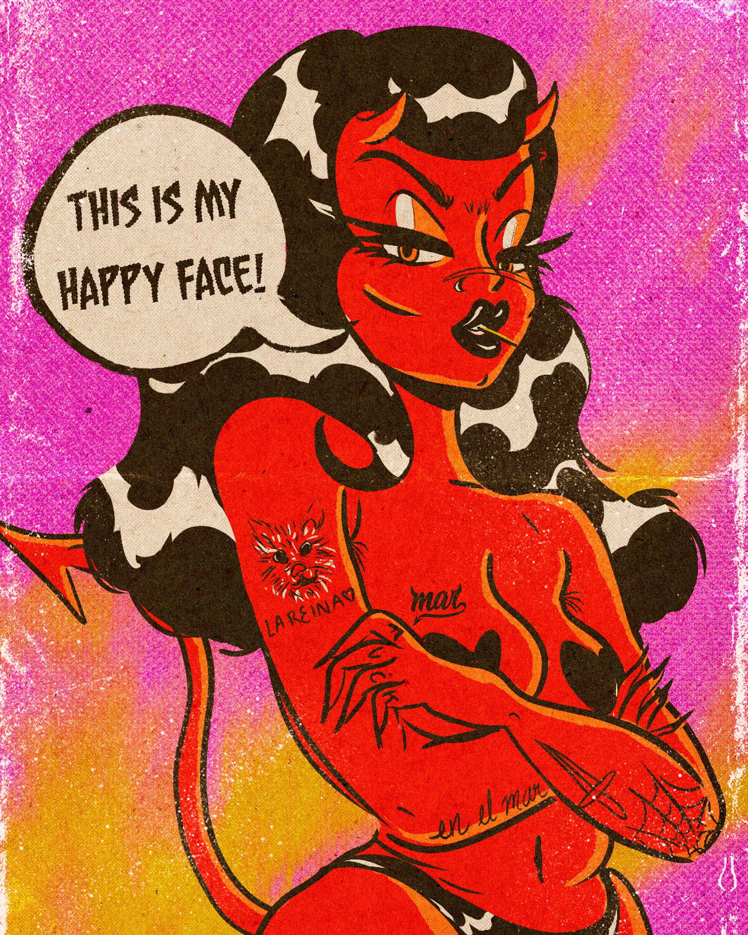 This is my Happy face 2d cartoon cartoon artist cartoon style character design design digital illustration illustration mascot mascot brand pinup art portraits retro art