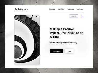 Architecture company landing architecture company design figma footer hero section inspiration landing mobile app ui uiux user review ux web web design