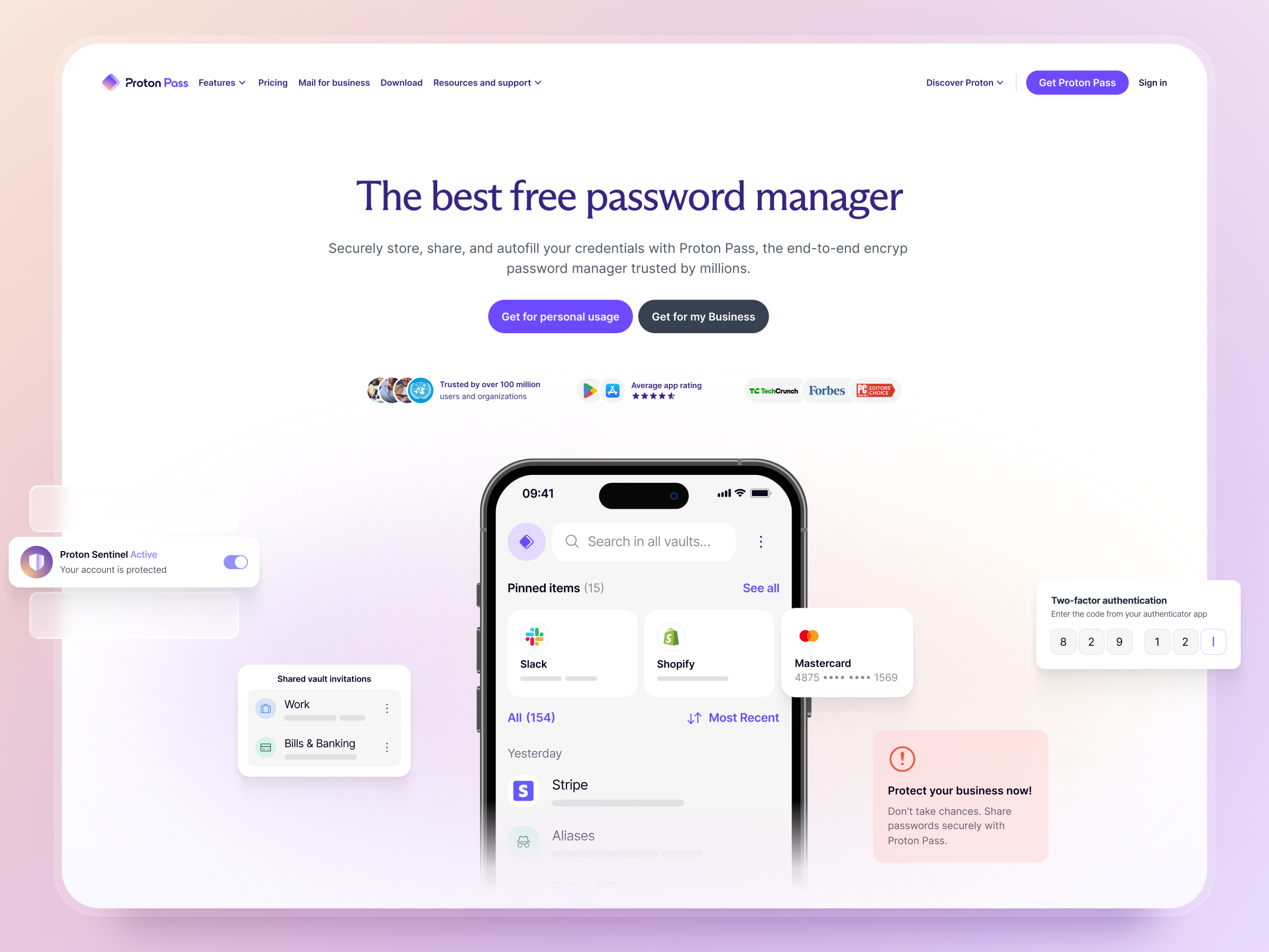 Proton Pass - Landing Page Design b2b b2c landing landing page password password manager privacy proton saas saas website security ui ux web design website