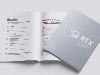 RTX Proxy 2025 annual report brochure information design investor communications print design proxy design