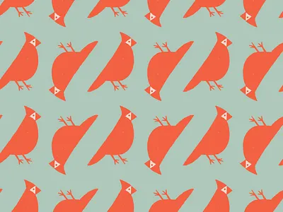 Cardi Hard Pattern bird bird watching birder cardinal forest geometric hand drawn illustration modern pattern pine red repeat rustic teal woods