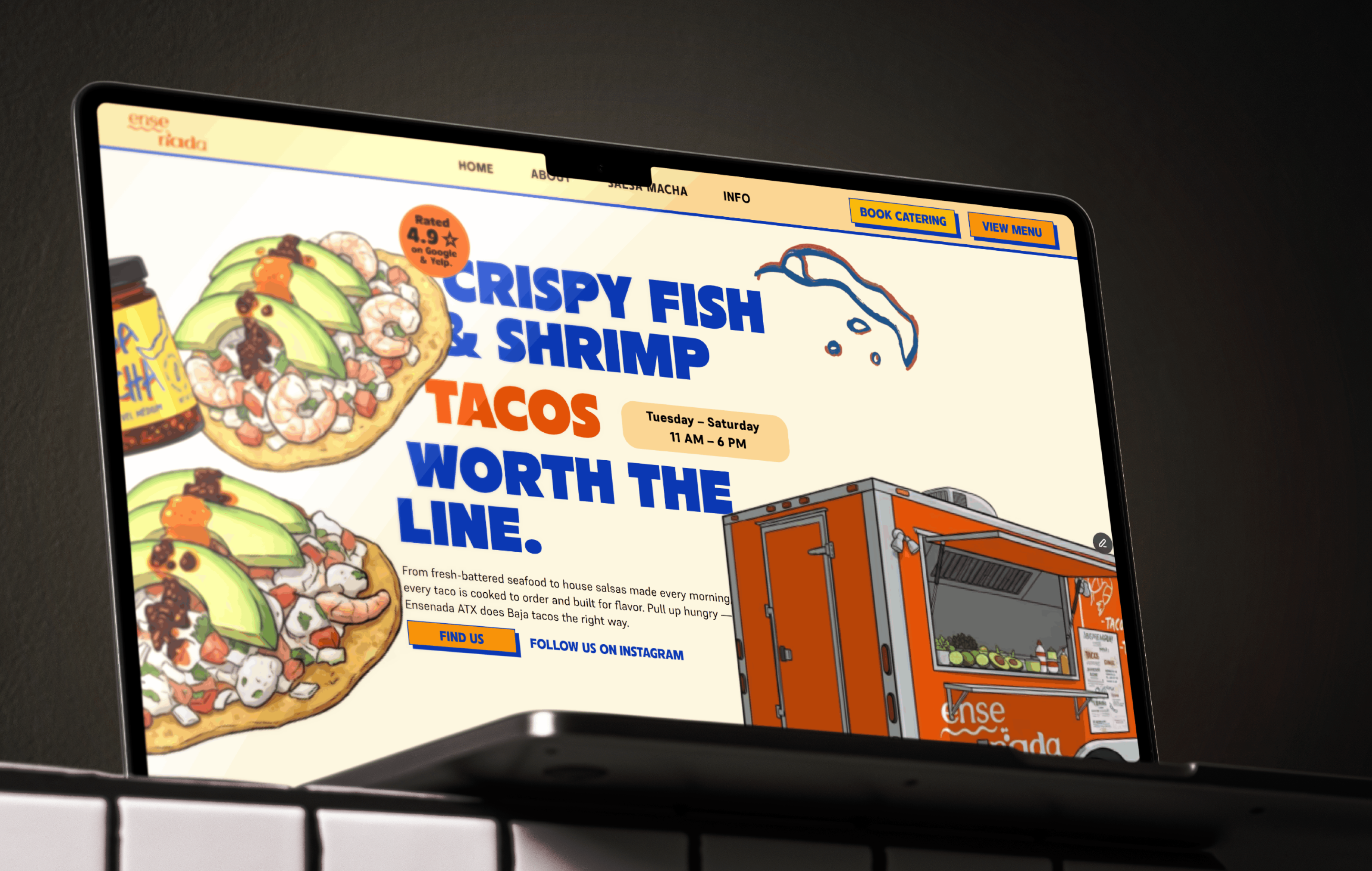 Crispy Tacos & Salsa Web Concept bold branding cafe website design food website illustration modern restaurant restaurant website tacos website ui visual first design