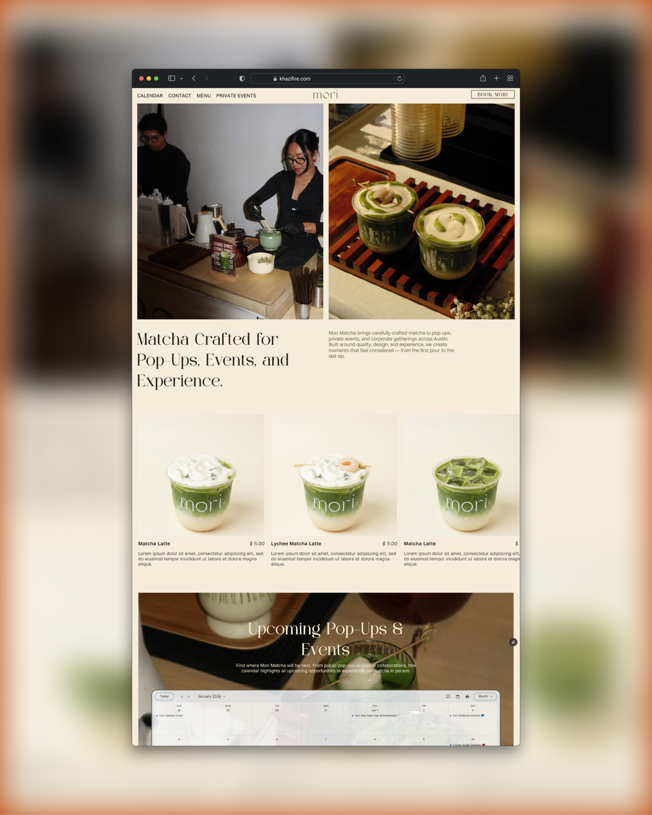 Crafted Matcha Experiences. bold branding cafe website design food website illustration minimal modern restaurant restaurant website ui visual first design