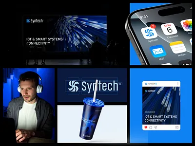 Tech logo design - syntech analyzing branding data logo logo design logotype sync system tech technology