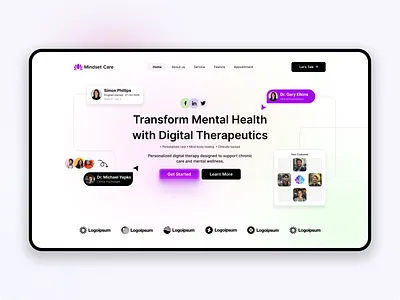Mental Health SaaS Landing Page Hero Design figma design health tech healthcare saas healthcare startup healthcare ui hero section mental health mental wellness therapy app ui design ux design web design website ui wellness app