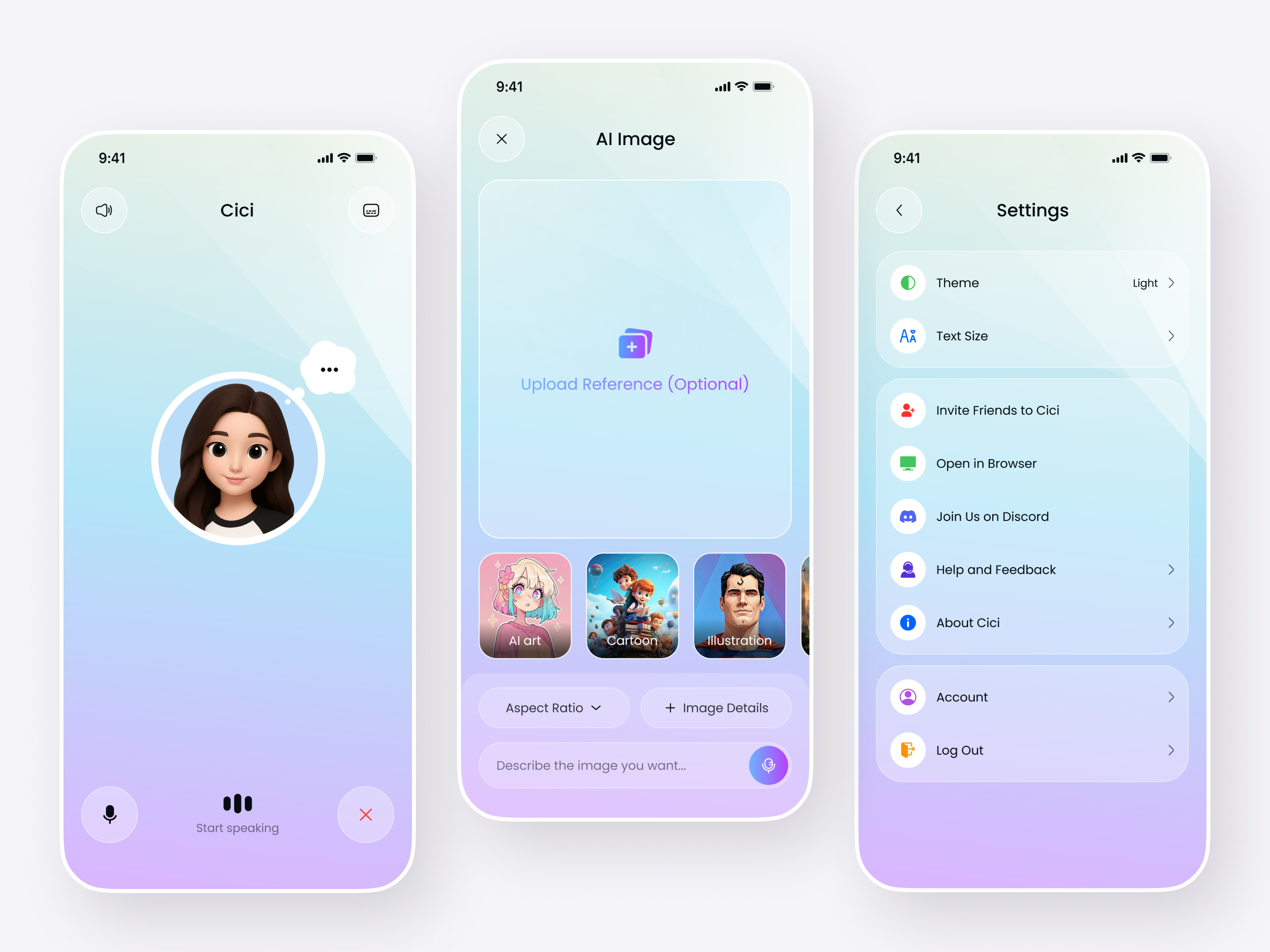 AI Chatbot & Image Generator Mobile App Design ai assistant ai chatbot ai companion ai conversation ai tools app design app interface chat assistant conversational ai digital companion human ai ios app mobile app mobile chatbot product design smart assistant soft gradient ui design ux design virtual friend