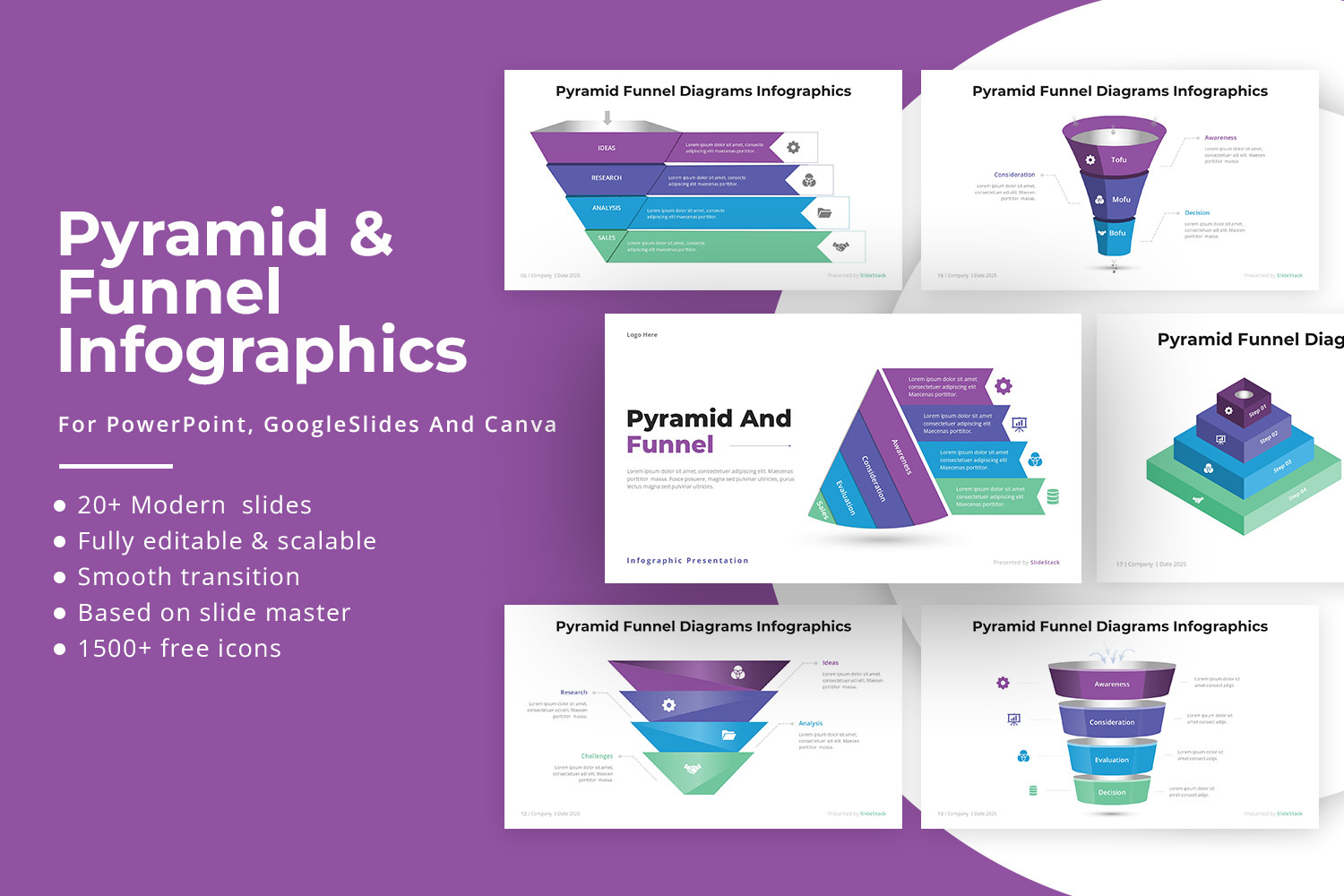 Pyramid and Funnel Diagrams Infographics Presentation business chart clean concept data design diagrams explain flow funnel infographics layout presentation process pyramid simple slides steps template visuals