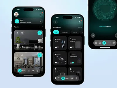 Smart Home App · Modern UI Design app ui connected devices dark mode device control home automation ios app iot mobile app mobile interface modern ui smart home smart living ui design ux design