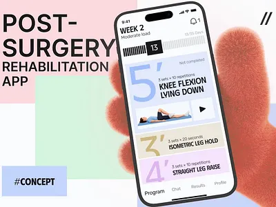 Post-Surgery Rehabilitation Mobile iOS App Design android app app design app design template app interface dashboard design design concept health healthtech ios mobile mobile app mobile ui motion graphics pastel color rehabilitation app ui ux