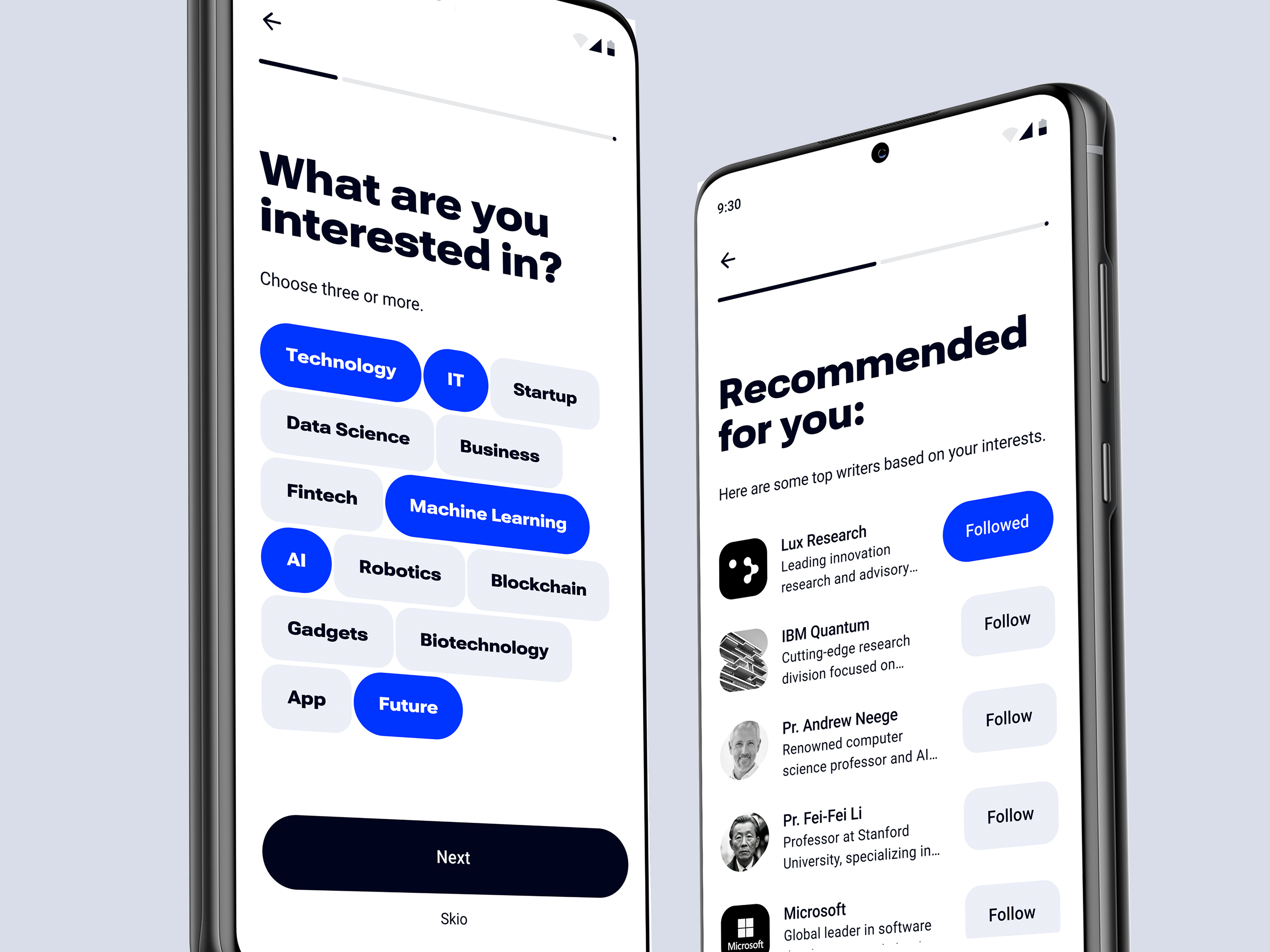 Daily Insight ✦ Tech News App Concept Android UI android android ui app concept article reader future tech mobile news app news feed personalization premium product design reading app recommendations share startup news subscription tech news ui uiux ux
