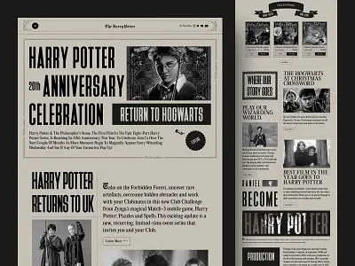 The Harry Potter News Website brandexperience editorialdesign harrypotter harrypotterdesign harrypotterweb landingpage newspaper nostalgicdesign uidesign webdesign wizardingworld