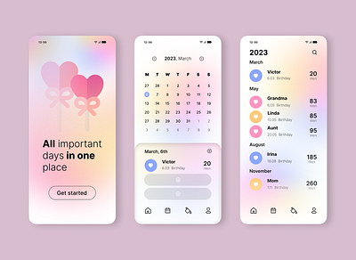 ♥ Design for b-day calendar mobile app app graphic design mobile ui ux web webdesign