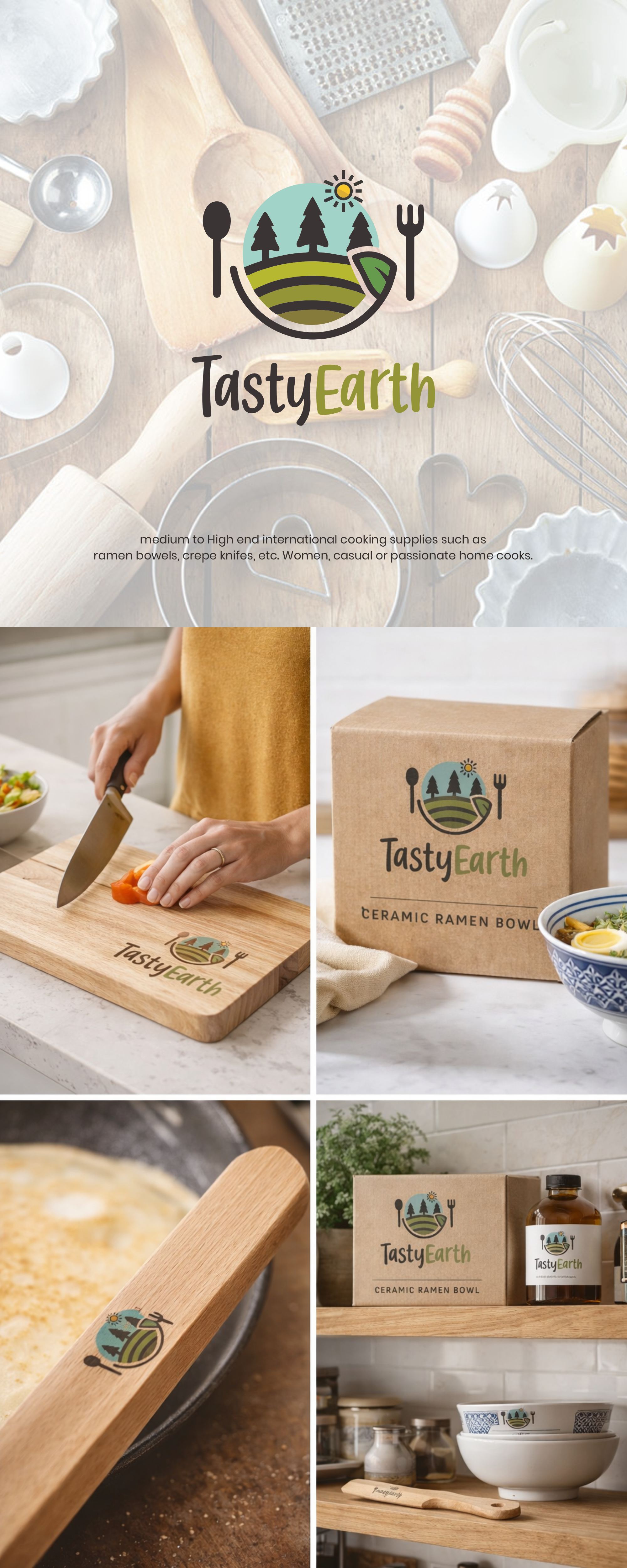 TastyEarth – Brand Identity for Cooking Supplies brandidentity branding cookingsupplies foodbrand kitchendesign logo logodesign packagingdesign