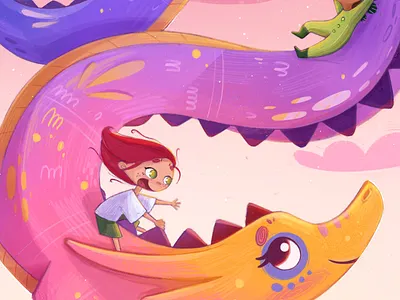 Children’s Illustration – Flying with my new friend baby dragon children book illustration children illustration colorful artwork cute illustration dragon dragon character fantasy illustration freehand illustration illustration whimsical art whimsical illustration