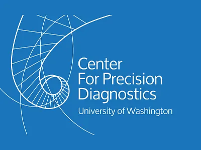 Center for Precision Diagnostics Logo cerulean blue genetics graphic design logo logo design royal blue science department science lab university website logo