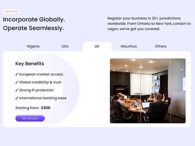 Product design: Òfin - Country Section ui